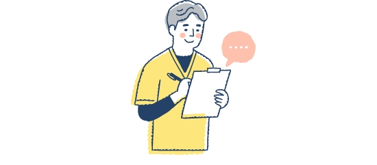 身元保証支援。書類に記載する男性